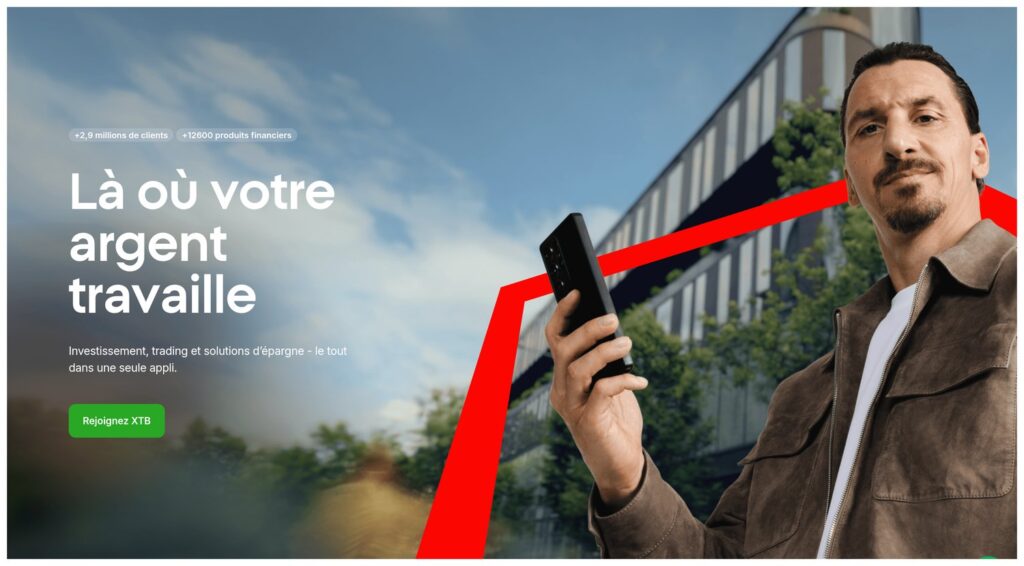 Page d’accueil du courtier XTB affichée sur ordinateur
